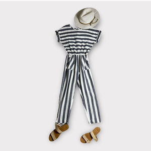 Blue and White Striped  Cotton Coastal Jumpsuit | Orange Creek